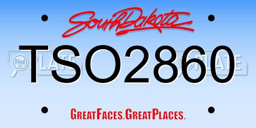 TSO2860 South Dakota License Plate