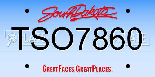 TSO7860 South Dakota License Plate