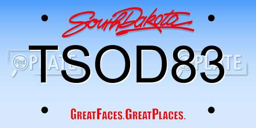 TSOD83 South Dakota License Plate