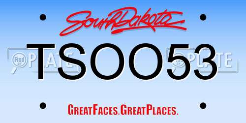 TSOO53 South Dakota License Plate