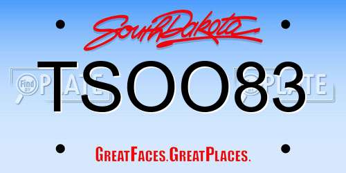 TSOO83 South Dakota License Plate