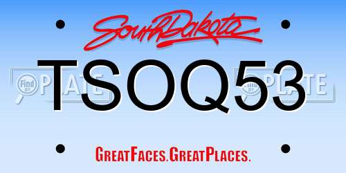 TSOQ53 South Dakota License Plate