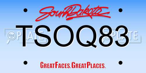 TSOQ83 South Dakota License Plate