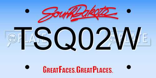 TSQ02W South Dakota License Plate