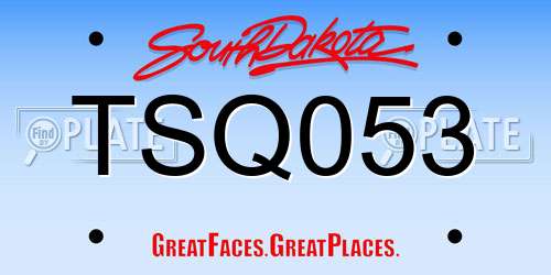 TSQ053 South Dakota License Plate