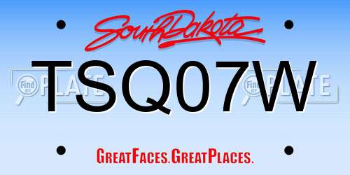 TSQ07W South Dakota License Plate