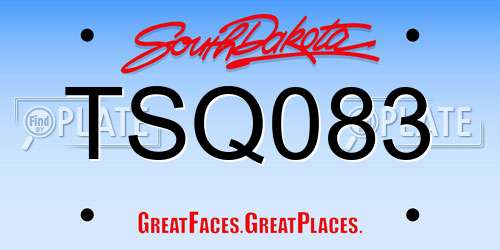 TSQ083 South Dakota License Plate