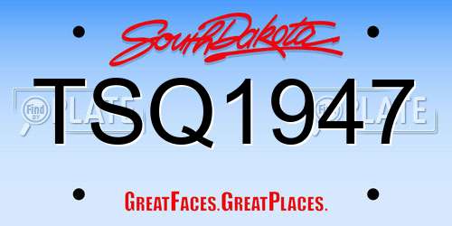 TSQ1947 South Dakota License Plate
