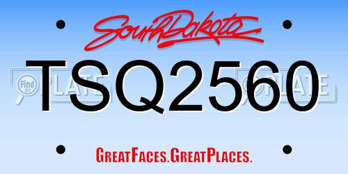TSQ2560 South Dakota License Plate