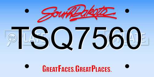TSQ7560 South Dakota License Plate
