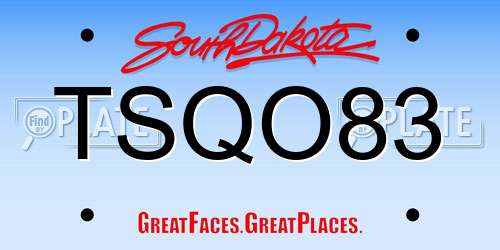 TSQO83 South Dakota License Plate