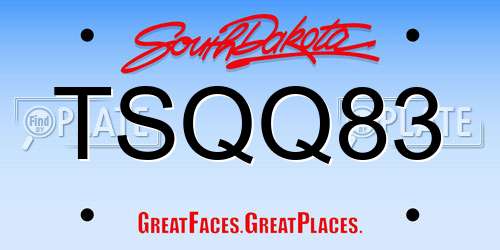 TSQQ83 South Dakota License Plate