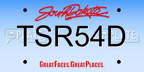 TSR54D South Dakota License Plate