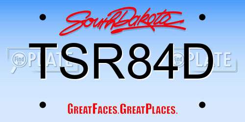 TSR84D South Dakota License Plate
