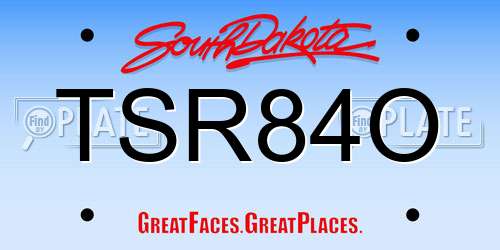 TSR84O South Dakota License Plate