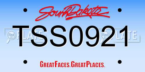 TSS0921 South Dakota License Plate