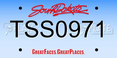 TSS0971 South Dakota License Plate