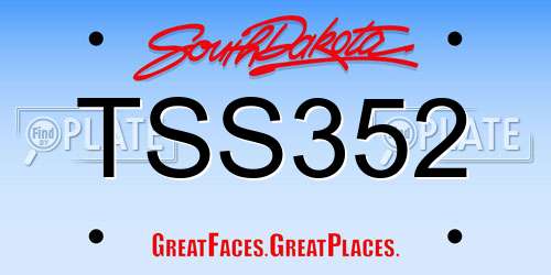 TSS352 South Dakota License Plate