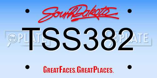 TSS382 South Dakota License Plate
