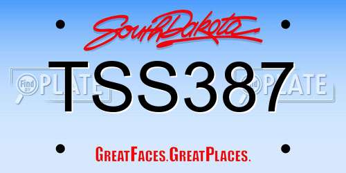TSS387 South Dakota License Plate