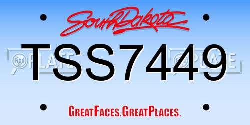 TSS7449 South Dakota License Plate