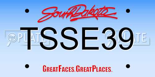 TSSE39 South Dakota License Plate