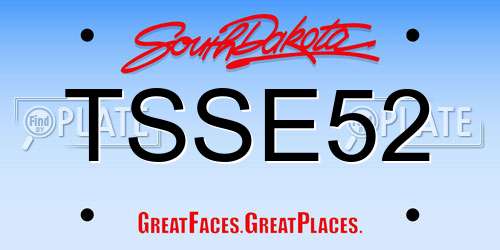 TSSE52 South Dakota License Plate
