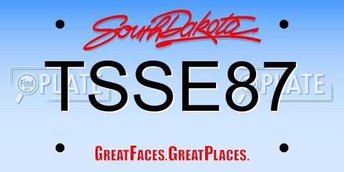 TSSE87 South Dakota License Plate
