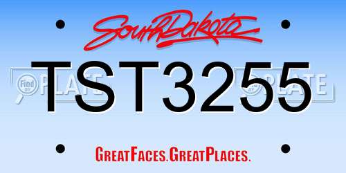 TST3255 South Dakota License Plate