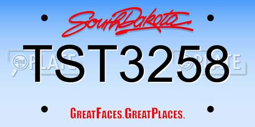 TST3258 South Dakota License Plate