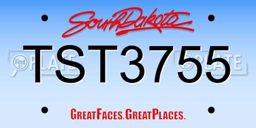 TST3755 South Dakota License Plate