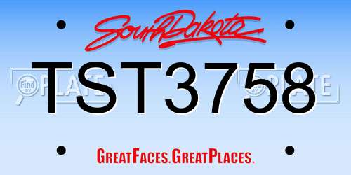 TST3758 South Dakota License Plate