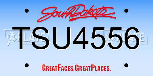TSU4556 South Dakota License Plate