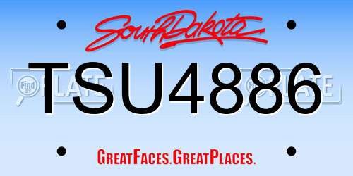 TSU4886 South Dakota License Plate