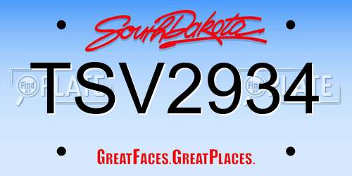 TSV2934 South Dakota License Plate