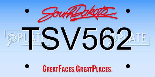 TSV562 South Dakota License Plate
