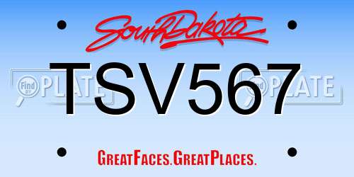 TSV567 South Dakota License Plate