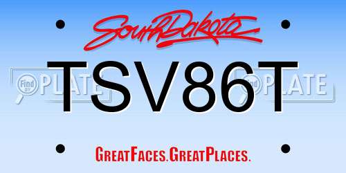 TSV86T South Dakota License Plate