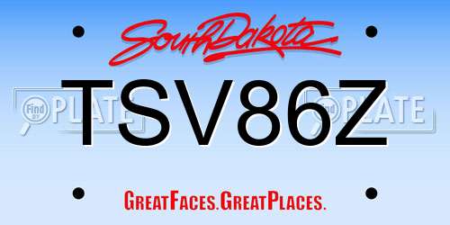 TSV86Z South Dakota License Plate
