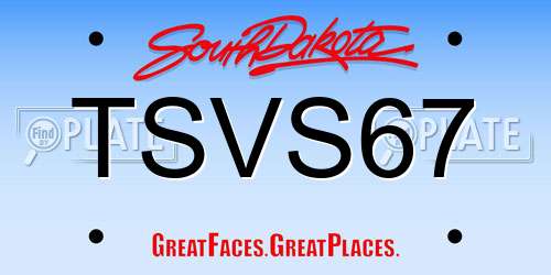 TSVS67 South Dakota License Plate