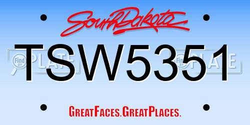 TSW5351 South Dakota License Plate