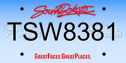 TSW8381 South Dakota License Plate