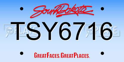 TSY6716 South Dakota License Plate