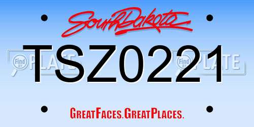 TSZ0221 South Dakota License Plate