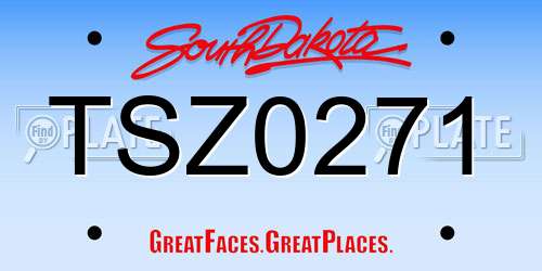 TSZ0271 South Dakota License Plate