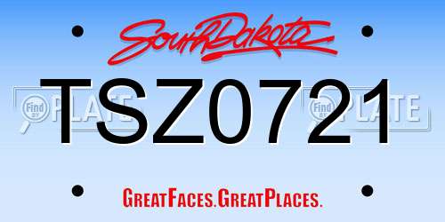 TSZ0721 South Dakota License Plate