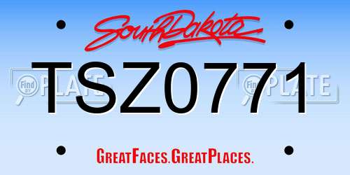 TSZ0771 South Dakota License Plate