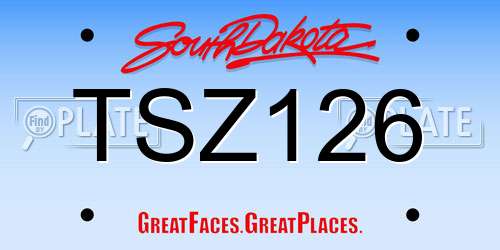 TSZ126 South Dakota License Plate