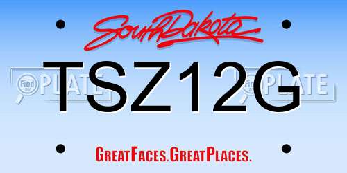 TSZ12G South Dakota License Plate
