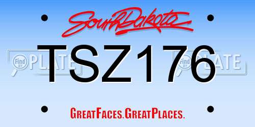 TSZ176 South Dakota License Plate